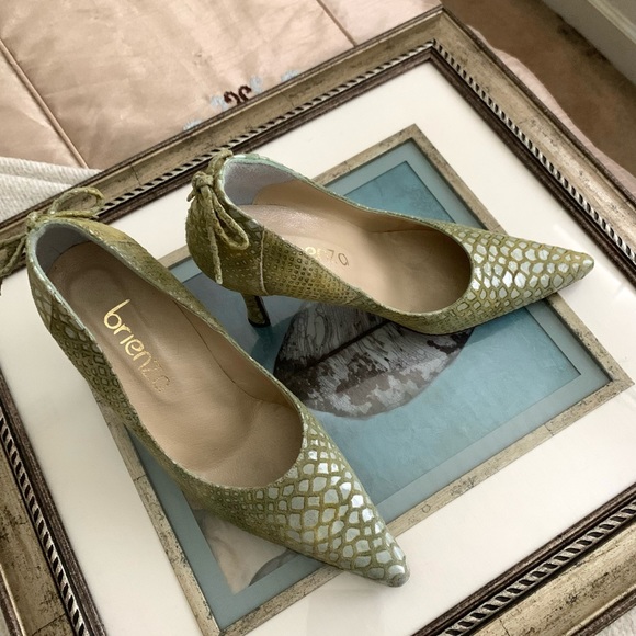 Saks Brienza Italian Leather & Suede Heels - Picture 2 of 11